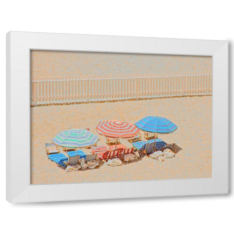Umbrellas III White Modern Wood Framed Art Print by Linden, Sally
