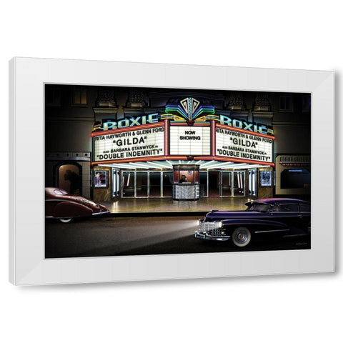 Diners and Cars I White Modern Wood Framed Art Print by Flint, Helen