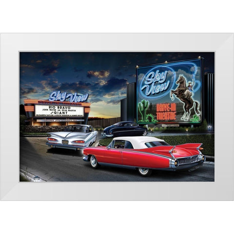 Diners and Cars IV White Modern Wood Framed Art Print by Flint, Helen