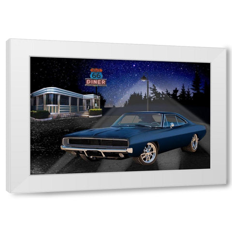 Diners and Cars VI White Modern Wood Framed Art Print by Flint, Helen