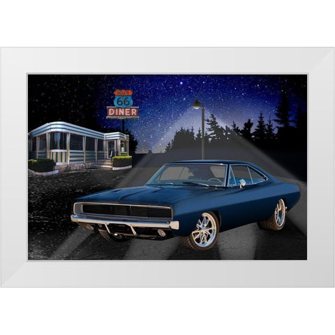 Diners and Cars VI White Modern Wood Framed Art Print by Flint, Helen