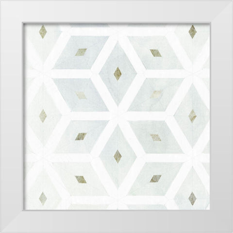 Seaglass Tiles I White Modern Wood Framed Art Print by Borges, Victoria