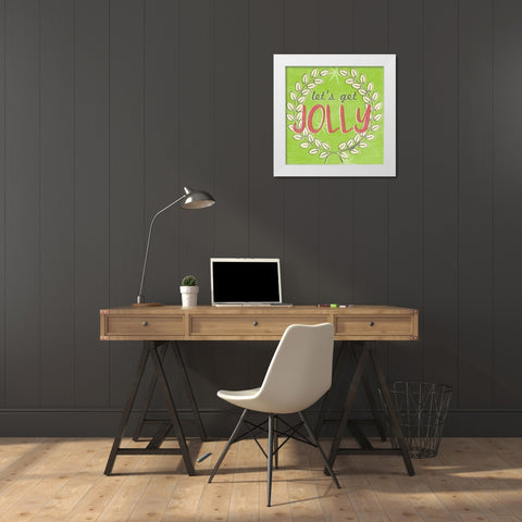 Lets Get Jolly I White Modern Wood Framed Art Print by Vess, June Erica