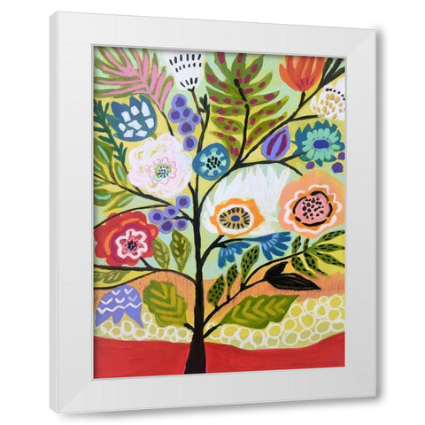 Flower Tree II White Modern Wood Framed Art Print by Fields, Karen