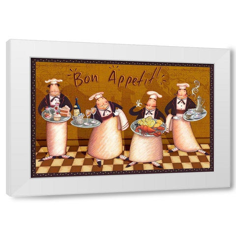 Chefs Bon Appetit V White Modern Wood Framed Art Print by Eisner, Viv