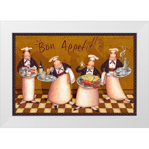 Chefs Bon Appetit V White Modern Wood Framed Art Print by Eisner, Viv