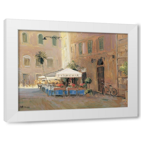 Cafe Roma White Modern Wood Framed Art Print by Stevens, Allayn