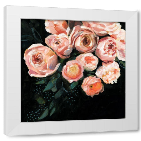 Peachy Blooms II White Modern Wood Framed Art Print by Borges, Victoria