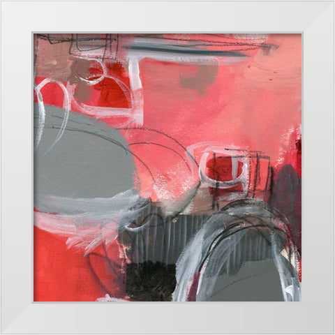 Red and Gray Abstract I White Modern Wood Framed Art Print by Parker, Jennifer Paxton
