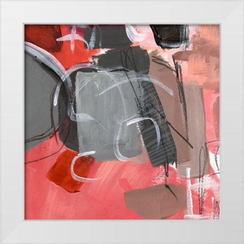 Red and Gray Abstract II White Modern Wood Framed Art Print by Parker, Jennifer Paxton