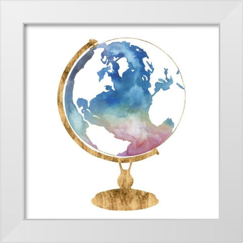 Adventure Globe I White Modern Wood Framed Art Print by Popp, Grace
