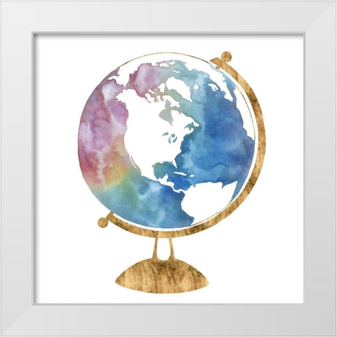 Adventure Globe II White Modern Wood Framed Art Print by Popp, Grace