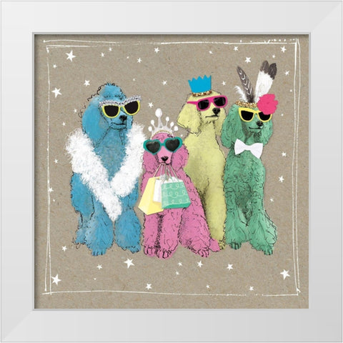 Fancypants Wacky Dogs II White Modern Wood Framed Art Print by Gower, Hammond