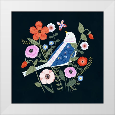 Folk Garden I White Modern Wood Framed Art Print by Borges, Victoria