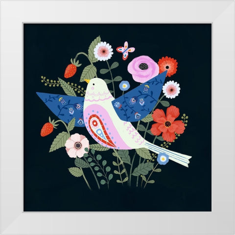 Folk Garden II White Modern Wood Framed Art Print by Borges, Victoria