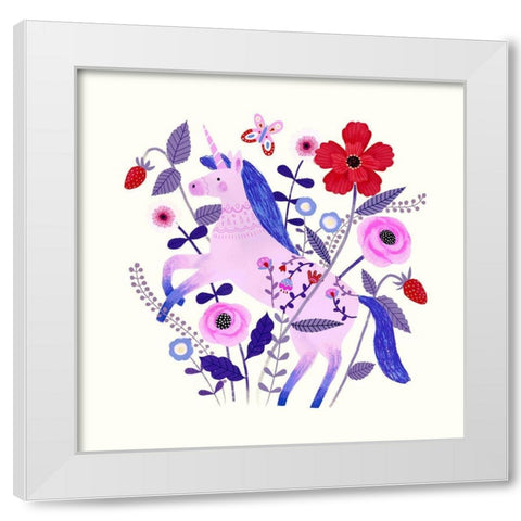 Folk Unicorn II White Modern Wood Framed Art Print by Borges, Victoria