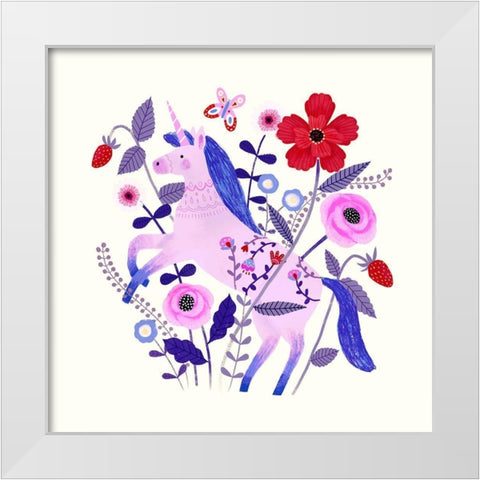 Folk Unicorn II White Modern Wood Framed Art Print by Borges, Victoria