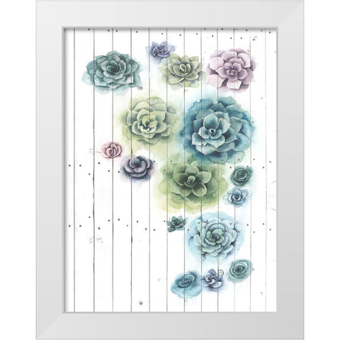 Shiplap Succulent Cluster I White Modern Wood Framed Art Print by Popp, Grace