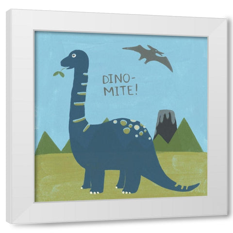 Dino-mite II White Modern Wood Framed Art Print by Vess, June Erica