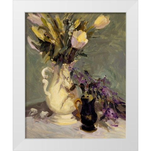 Tulips and Lavender White Modern Wood Framed Art Print by Stevens, Allayn