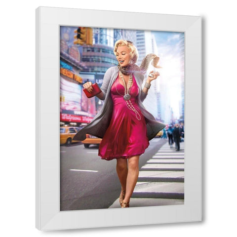 Marilyn in the City White Modern Wood Framed Art Print by Brando, J.J.