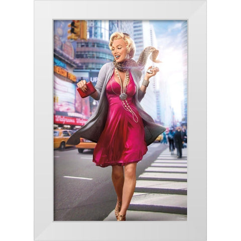 Marilyn in the City White Modern Wood Framed Art Print by Brando, J.J.