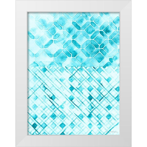 Teal Madras I White Modern Wood Framed Art Print by Lam, Vanna