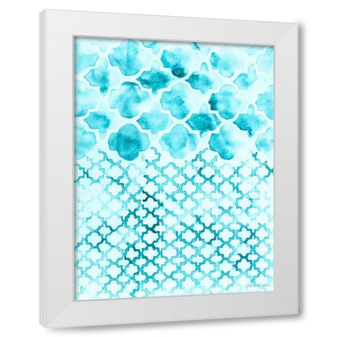 Teal Madras II White Modern Wood Framed Art Print by Lam, Vanna