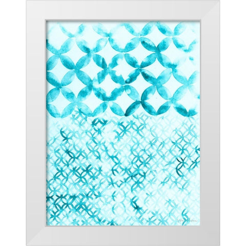 Teal Madras IV White Modern Wood Framed Art Print by Lam, Vanna