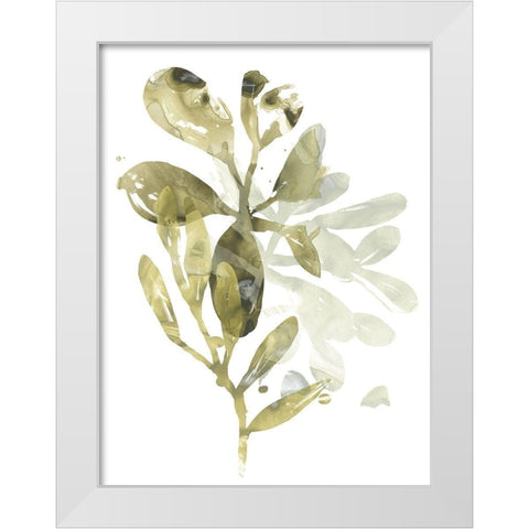 Lichen and Leaves I White Modern Wood Framed Art Print by Vess, June Erica