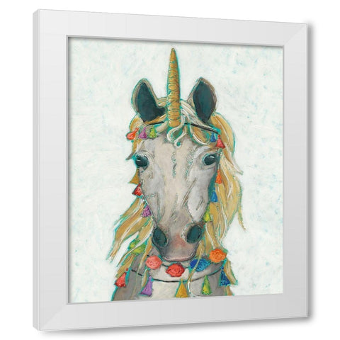 Fiesta Unicorn I White Modern Wood Framed Art Print by Zarris, Chariklia