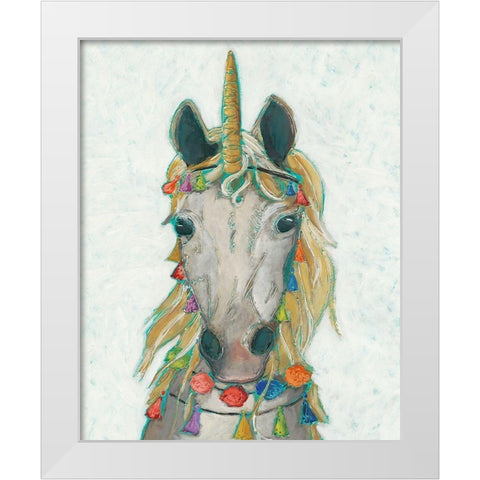Fiesta Unicorn I White Modern Wood Framed Art Print by Zarris, Chariklia