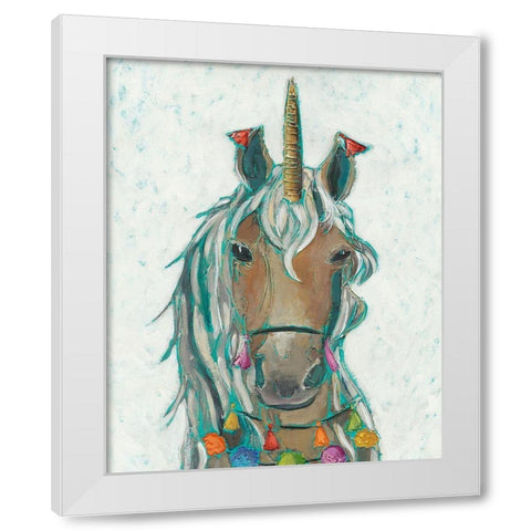 Fiesta Unicorn II White Modern Wood Framed Art Print by Zarris, Chariklia