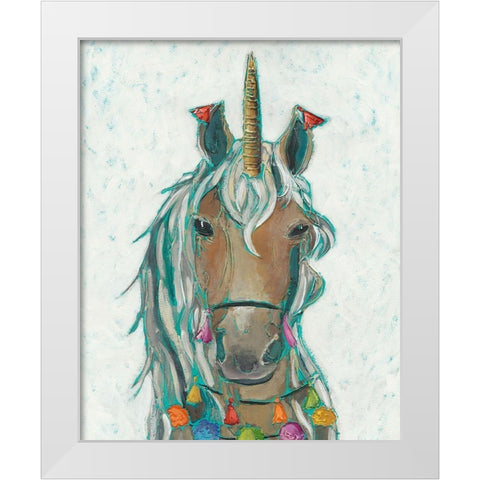 Fiesta Unicorn II White Modern Wood Framed Art Print by Zarris, Chariklia