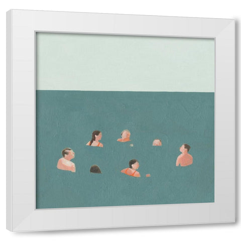 The Swimmers I White Modern Wood Framed Art Print by Scarvey, Emma