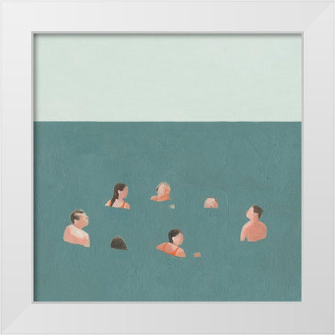 The Swimmers I White Modern Wood Framed Art Print by Scarvey, Emma