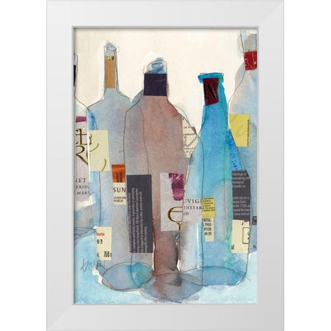 The Wine Bottles I White Modern Wood Framed Art Print by Dixon, Samuel