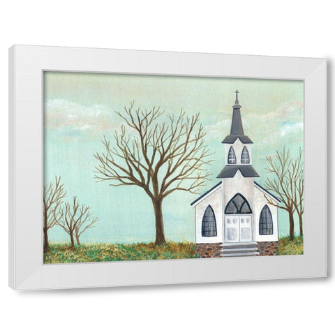 Country Church II White Modern Wood Framed Art Print by Moore, Regina