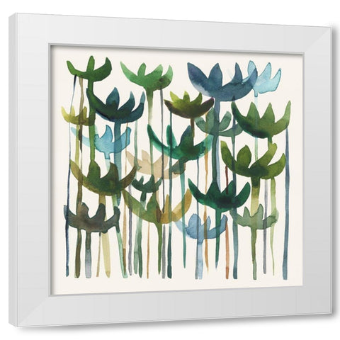 Green Garden I White Modern Wood Framed Art Print by Zarris, Chariklia