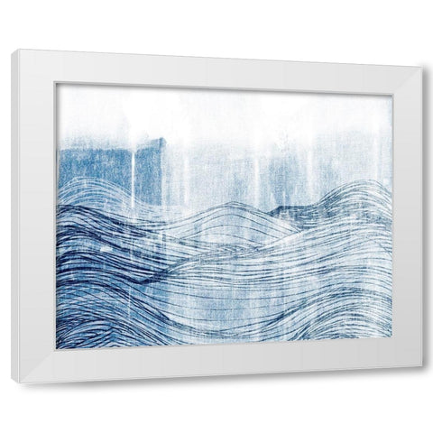 Indigo Waves II White Modern Wood Framed Art Print by Fagalde, Jarman