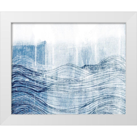 Indigo Waves II White Modern Wood Framed Art Print by Fagalde, Jarman