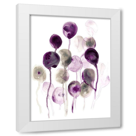 Plum Pods I White Modern Wood Framed Art Print by Vess, June Erica