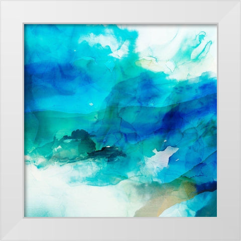 Ephemeral Blue I White Modern Wood Framed Art Print by Jasper, Sisa