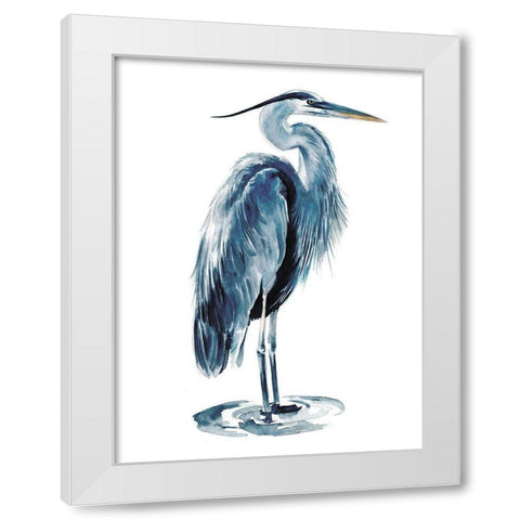 Blue Blue Heron I White Modern Wood Framed Art Print by Parker, Jennifer Paxton