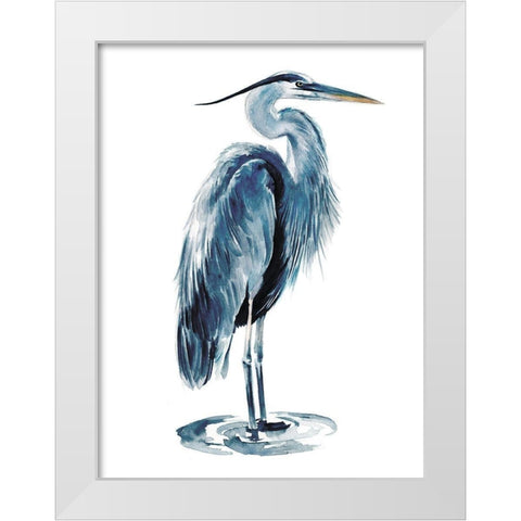 Blue Blue Heron I White Modern Wood Framed Art Print by Parker, Jennifer Paxton