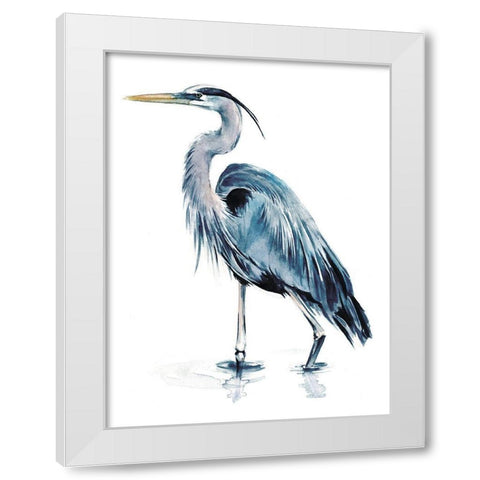 Blue Blue Heron II White Modern Wood Framed Art Print by Parker, Jennifer Paxton