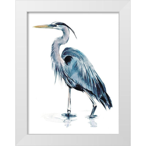 Blue Blue Heron II White Modern Wood Framed Art Print by Parker, Jennifer Paxton
