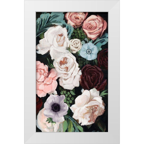 Floral Nocturne I White Modern Wood Framed Art Print by Borges, Victoria