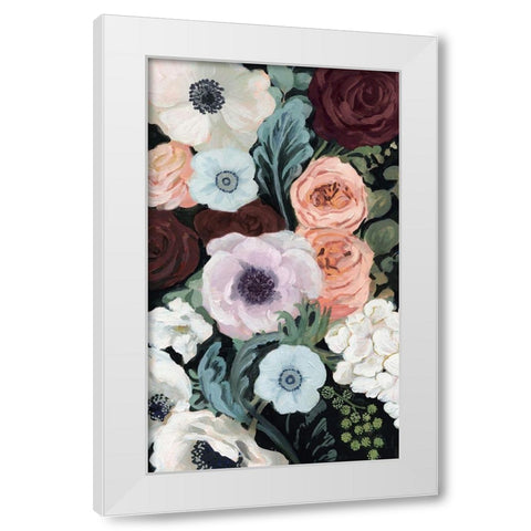 Floral Nocturne II White Modern Wood Framed Art Print by Borges, Victoria