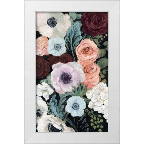Floral Nocturne II White Modern Wood Framed Art Print by Borges, Victoria